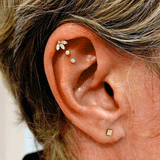 Diamond Engraved Lotus Threaded Stud Backing by Maria Tash in 14K Yellow Gold. Flat Stud.