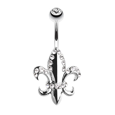 French Fleur De Lis Belly Ring - Fixed (non-dangle) Belly Bar. Navel Rings Australia.
