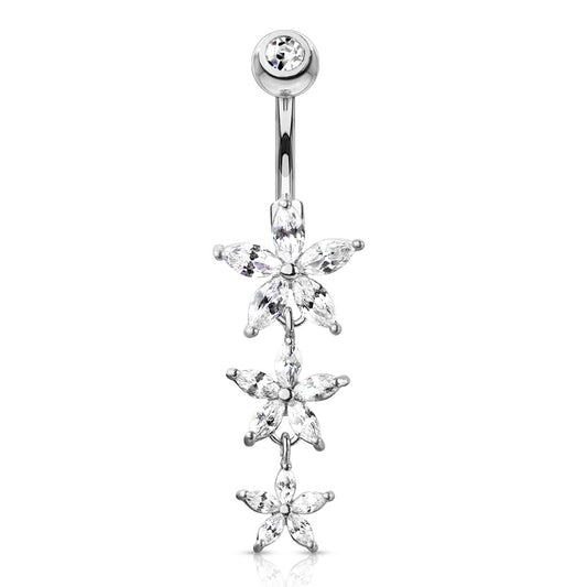 Femininus Daisy Belly Bar - Dangling Belly Ring. Navel Rings Australia.