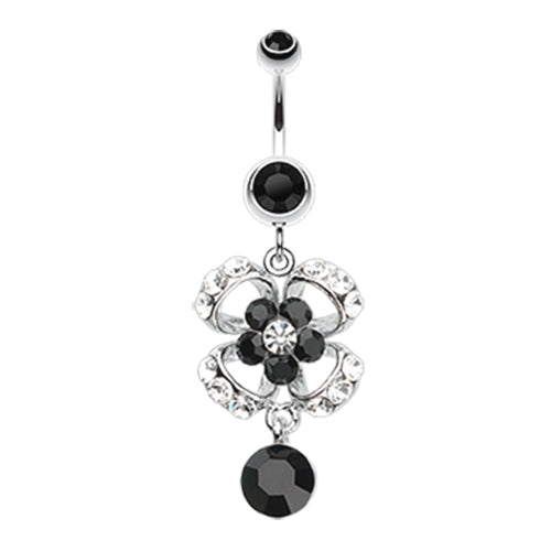 Midnight Bloom Belly Dangle - Dangling Belly Ring. Navel Rings Australia.