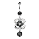 Midnight Bloom Belly Dangle - Dangling Belly Ring. Navel Rings Australia.