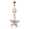 Antoinetta Daisy Petal Belly Ring with Rose Gold Plating