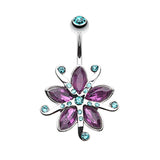 Lily Bloom Navel Ring - Fixed (non-dangle) Belly Bar. Navel Rings Australia.