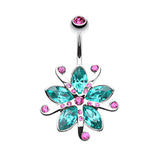 Lily Bloom Navel Ring - Fixed (non-dangle) Belly Bar. Navel Rings Australia.