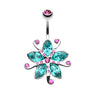 Lily Bloom Navel Ring - Fixed (non-dangle) Belly Bar. Navel Rings Australia.