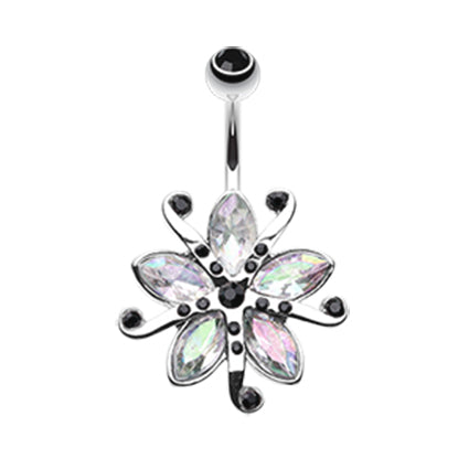 Lily Bloom Navel Ring - Fixed (non-dangle) Belly Bar. Navel Rings Australia.