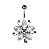 Lily Bloom Navel Ring - Fixed (non-dangle) Belly Bar. Navel Rings Australia.