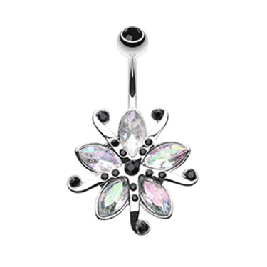 Lily Bloom Navel Ring - Fixed (non-dangle) Belly Bar. Navel Rings Australia.