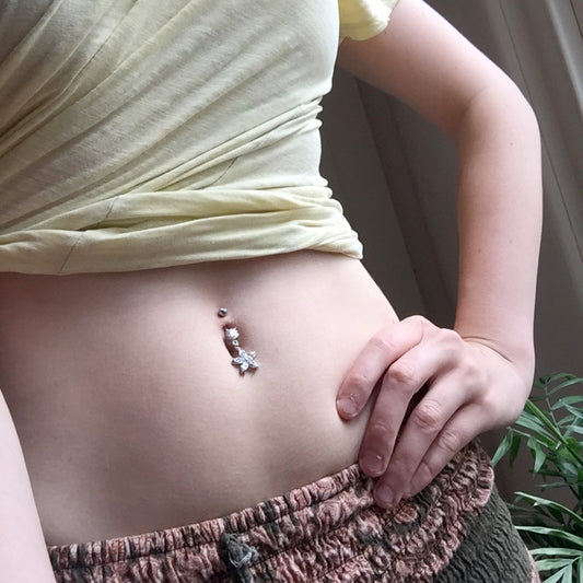 Antoinetta Daisy Petal Belly Ring - Dangling Belly Ring. Navel Rings Australia.