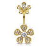 Floral Rhapsody Belly Bar with Gold Plating