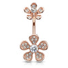 Floral Rhapsody Belly Bar with Rose Gold Plating