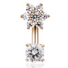 14K Rose Gold CZ Floweret Topped Belly Ring by Maria Tash