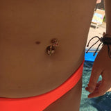 Split Rose Belly Piercing Ring with Rose Gold Plating - Split Spinal Belly Bar. Navel Rings Australia.