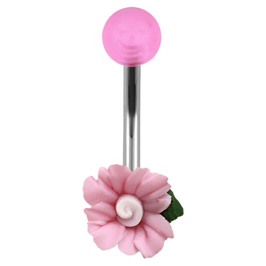 Pretty Pastels Floral Belly Bar - Fixed (non-dangle) Belly Bar. Navel Rings Australia.