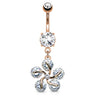 Marazzo Flower Belly Dangle in Rose Gold - Dangling Belly Ring. Navel Rings Australia.
