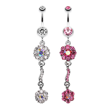 Blossom Journey Belly Button Ring - Dangling Belly Ring. Navel Rings Australia.