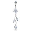 Love Vine Belly Ring in 14K White Gold