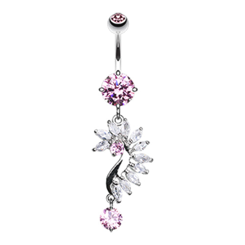 Dangling Half Marquise Crystal Drop Belly Bars in 3 Colours. 14g, 10mm ...