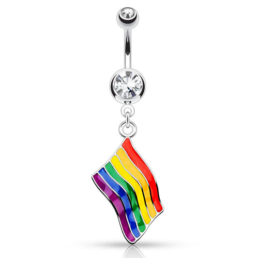 Gay Pride Flag Belly Dangle - Dangling Belly Ring. Navel Rings Australia.