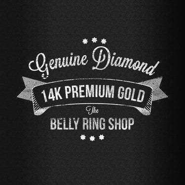 Authentic Diamond Pave 14k Yellow Gold Belly Bar - Basic Curved Barbell. Navel Rings Australia.