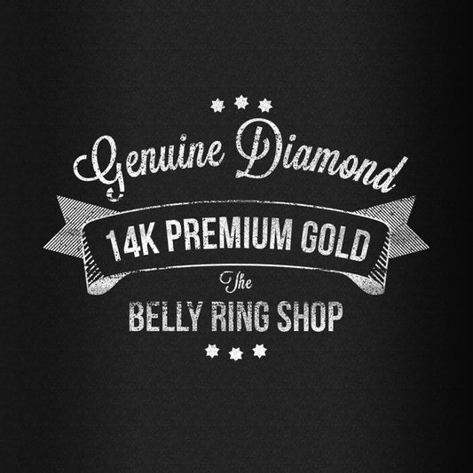 Classique Duo REAL Diamond Belly Ring in 14K White Gold - Basic Curved Barbell. Navel Rings Australia.