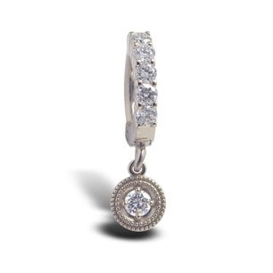 TummyToys® Solid White Gold Cluster Set Belly Dangle with Genuine Diamonds - TummyToys® Patented Clasp. Navel Rings Australia.