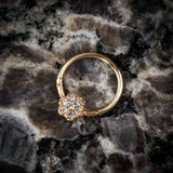 Diamond Pave Daisy Nipple Clicker in Solid 14K Yellow Gold