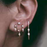 Scallop Set Round Diamond and Pear Trinity Orbital Earring by Maria Tash in Rose Gold