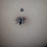 Incy Wincy Spider Belly Ring - Fixed (non-dangle) Belly Bar. Navel Rings Australia.
