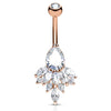 Glacial Diamanté Belly Ring with Rose Gold Plating