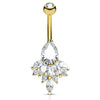 Glacial Diamanté Belly Ring with Gold Plating