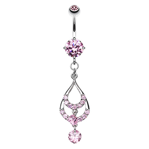 Elaborate Duo Teardrop Navel Ring - Dangling Belly Ring. Navel Rings Australia.