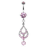 Elaborate Duo Teardrop Navel Ring - Dangling Belly Ring. Navel Rings Australia.