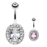 The La De Da Gem Bar - Fixed (non-dangle) Belly Bar. Navel Rings Australia.