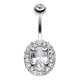The La De Da Gem Bar - Fixed (non-dangle) Belly Bar. Navel Rings Australia.