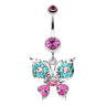 Glitterati Butterfly Belly Bar - Dangling Belly Ring. Navel Rings Australia.