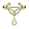 Magdalena's Filigree Teardrop Nipple Barbell with Gold Plating