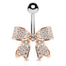 Motley™ Festiva Bow Belly Bar with Rose Gold Plating - Fixed (non-dangle) Belly Bar. Navel Rings Australia.