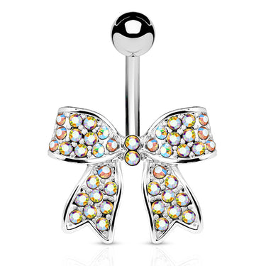Motley™ Festiva Bow Belly Bar - Fixed (non-dangle) Belly Bar. Navel Rings Australia.