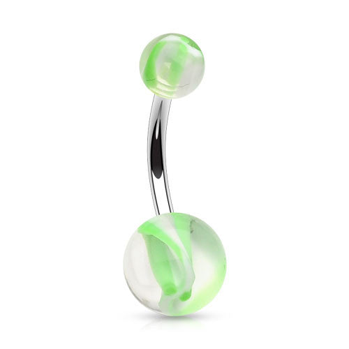 Colour Blow Out Acrylic Belly Bar - Basic Curved Barbell. Navel Rings Australia.