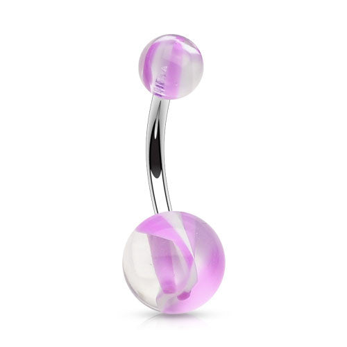 Colour Blow Out Acrylic Belly Bar - Basic Curved Barbell. Navel Rings Australia.