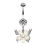 Filigree Layered Butterfly Navel Piercing Bar - Dangling Belly Ring. Navel Rings Australia.