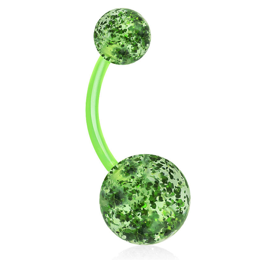 Glimmer with GLITTER UltraComfort Belly Bar - Basic Curved Barbell. Navel Rings Australia.
