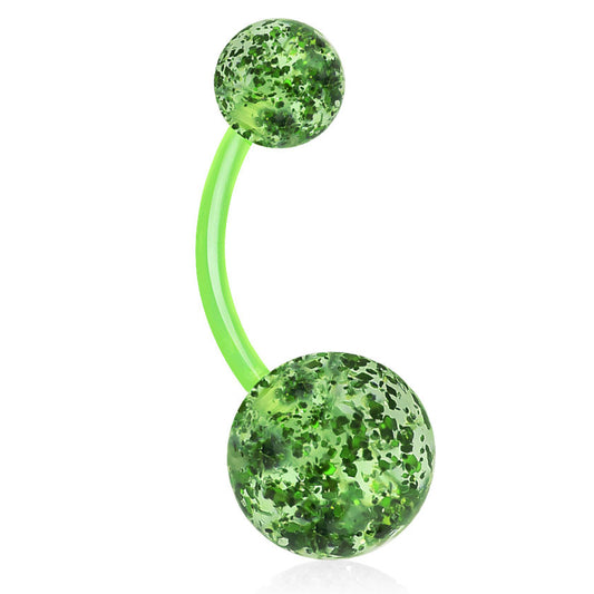 Glimmer with GLITTER UltraComfort Belly Bar - Basic Curved Barbell. Navel Rings Australia.
