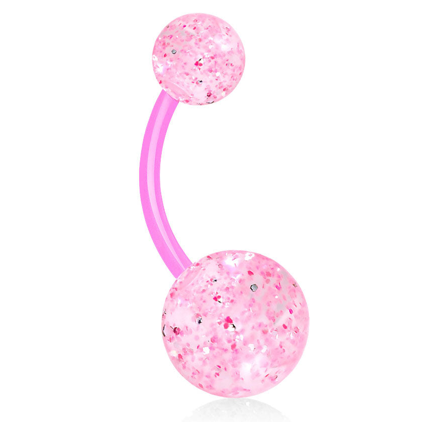 Glimmer with GLITTER UltraComfort Belly Bar - Basic Curved Barbell. Navel Rings Australia.