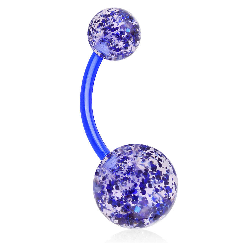 Glimmer with GLITTER UltraComfort Belly Bar - Basic Curved Barbell. Navel Rings Australia.