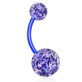 Glimmer with GLITTER UltraComfort Belly Bar - Basic Curved Barbell. Navel Rings Australia.