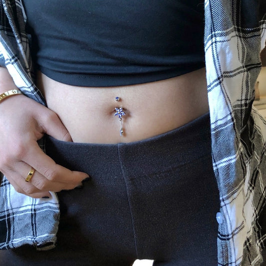 Glitterati Bouquet Top Dangle Belly Bar - Reverse Top Down Belly Ring. Navel Rings Australia.