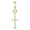 Adriel's Glittering Cross Belly Ring with Gold Plating