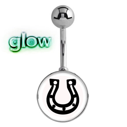GLOW in the Dark Lucky Horseshoe Bar - Basic Curved Barbell. Navel Rings Australia.